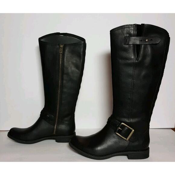 Timberland Womens Savin Hill Tall Leather Moto Boots Buckle Anti Fatigue Size 7 - Picture 2 of 12